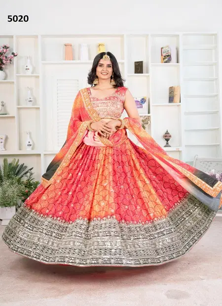 Dvd 5020 Chinon Silk With Digital Print Lehnga Choli Wholesaler In Delhi